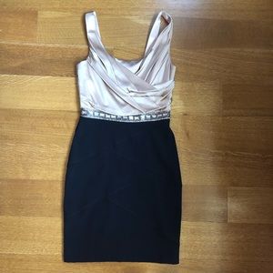 Black and Cream Sparkly Cocktail Dress